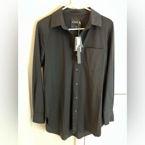 Lysse, black button down shirt